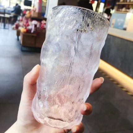 Glacier Ice Pattern Japanese Tree Grain Frosted Glass Cup - For Juice, Coffee, Beer