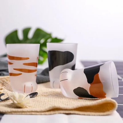 Cat Paw Glass Cup - Transparent Cartoon Breakfast Milk Cup